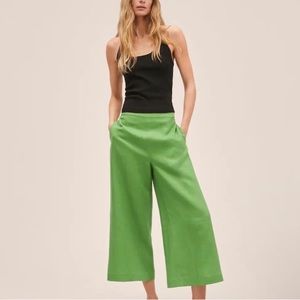 Mango  100% Linen Wide Leg Pants Size M